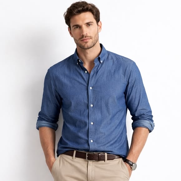 Chambray Blue Casual Shirt