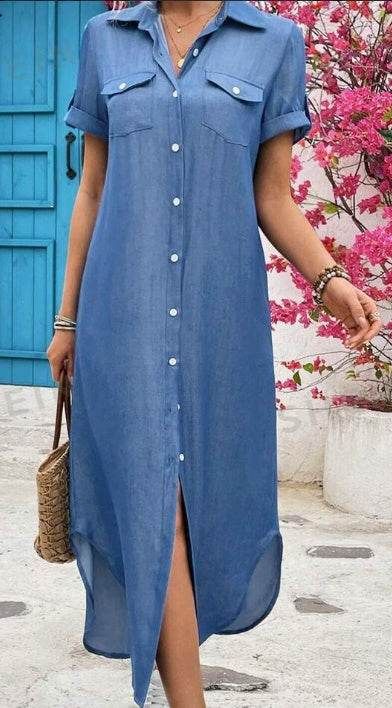 Blue Denim Shirt Dress